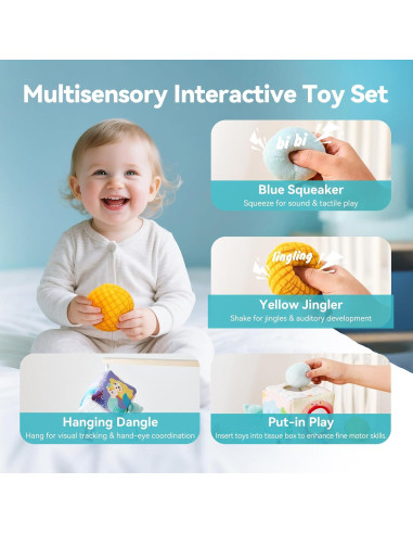 Caja de Tissue de Madera para Bebés - Juguete Montessori 6-18 meses