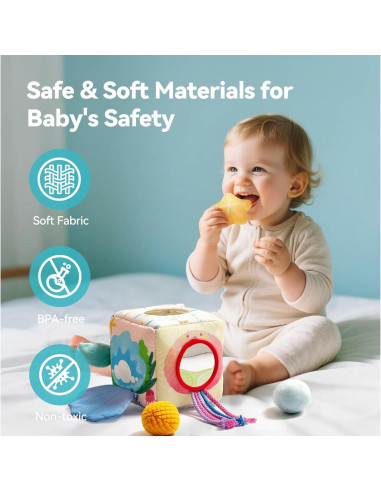 Caja de Tissue de Madera para Bebés - Juguete Montessori 6-18 meses