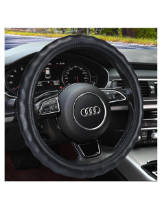 Cubierta de Volante de Cuero Genuino HAOKAY 37-38.5cm Negra