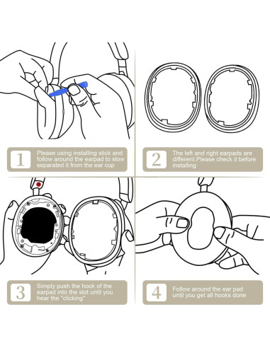 Almohadillas de Repuesto Sony WH-1000XM5 Beige - Aislamiento de Ruido
