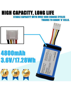 Batería de Reemplazo GSP-1S2P-F6D 4800mAh para JBL Flip 6 2