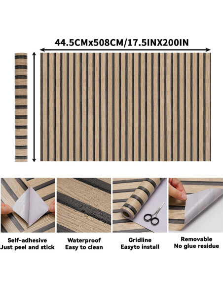 Papel Tapiz Autoadhesivo LOVADA Madera Marrón 44.45cm x 508cm