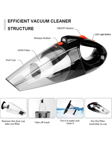 Aspiradora de Mano Genérico 106W con Filtro HEPA y Accesorios