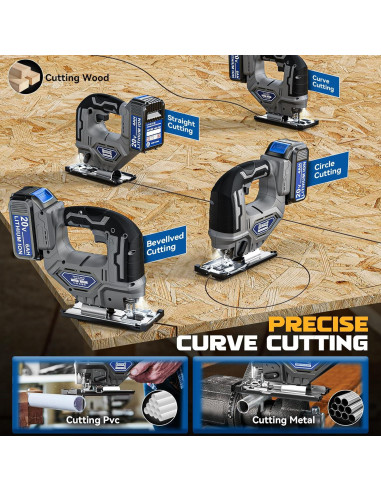 Sierra de calar inalámbrica DIYtoolifz 20V con luz LED