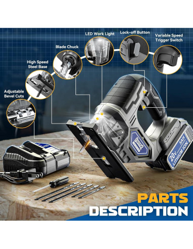 Sierra de calar inalámbrica DIYtoolifz 20V con luz LED