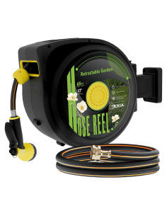 Carrete de Manguera de Jardín Aokia 20 m Retráctil con Soporte