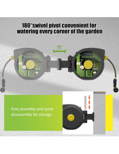 Carrete de Manguera de Jardín Aokia 20 m Retráctil con Soporte 2