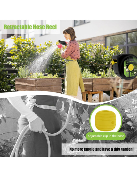 Carrete de Manguera de Jardín Aokia 20 m Retráctil con Soporte