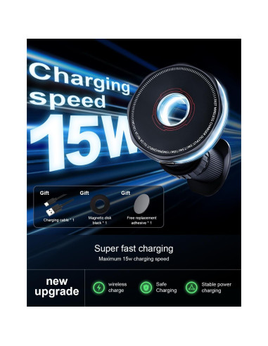 Cargador Inalámbrico para Auto SGRAMSTORG 15W Magnético