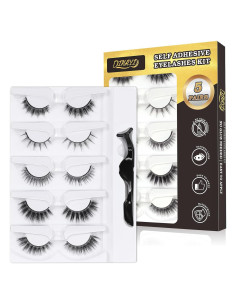 Pestañas Postizas Reutilizables DIKAYI - 5 Pares Autoadhesivas