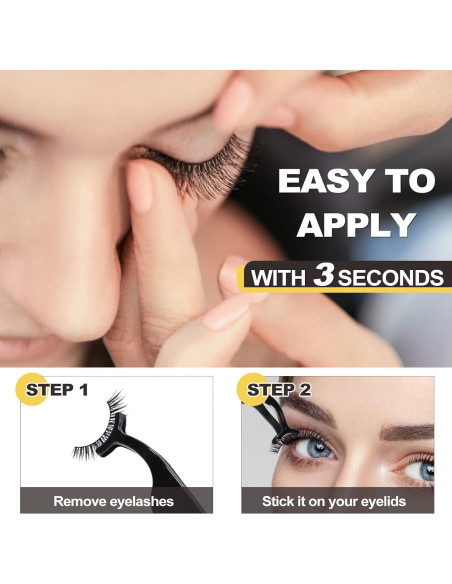 Pestañas Postizas Reutilizables DIKAYI - 5 Pares Autoadhesivas