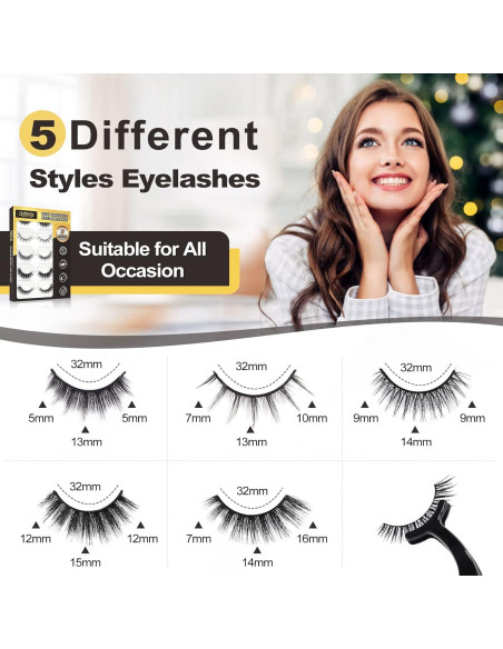 Pestañas Postizas Reutilizables DIKAYI - 5 Pares Autoadhesivas