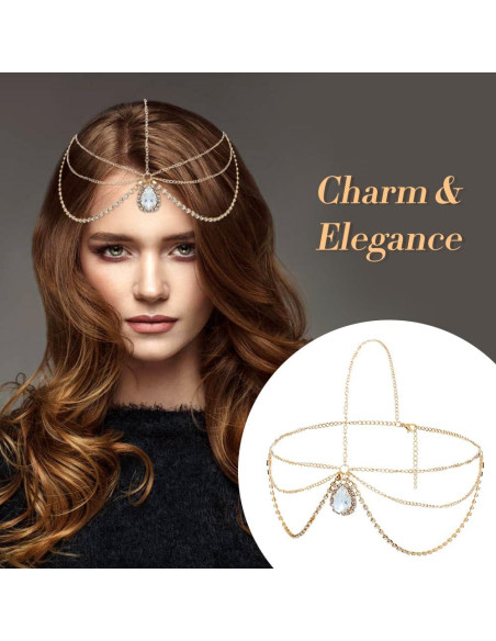 Cadenas de Cabeza Doradas Dizila - 8 Piezas Boho con Strass