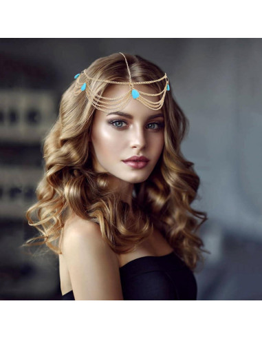 Cadenas de Cabeza Doradas Dizila - 8 Piezas Boho con Strass