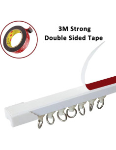 Riel de Cortina Autoadhesivo FSLGEFUL 2.99 m Sin Perforaciones 2