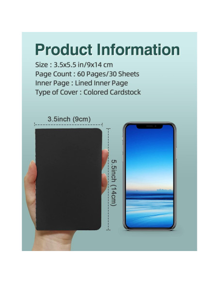 Cuadernos de Bolsillo Gwybkq 12 Piezas 30 Hojas Negro