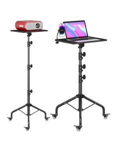 Soporte de proyector con ruedas y 2 estantes ajustable