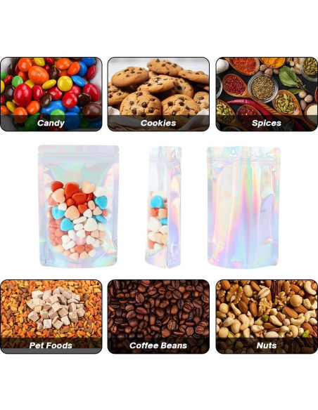 Bolsas Holográficas Mylar 4CP 100 Pcs 14x20 cm Reutilizables