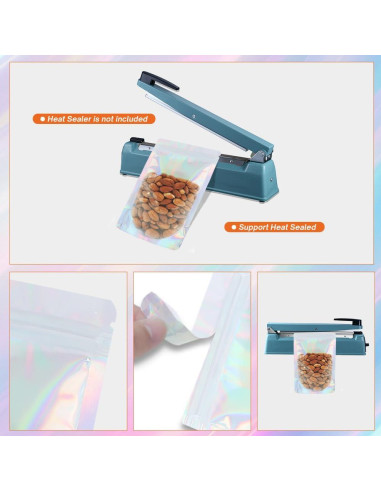 Bolsas Holográficas Mylar 4CP 100 Pcs 14x20 cm Reutilizables