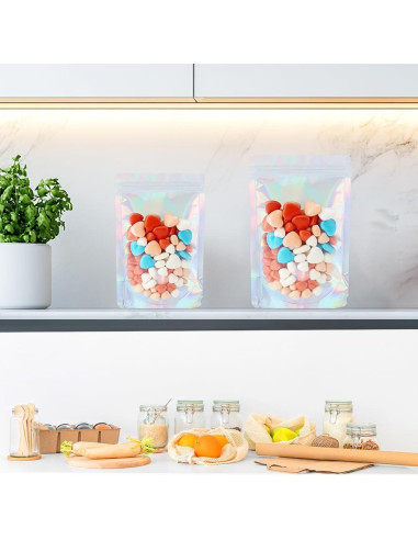 Bolsas Holográficas Mylar 4CP 100 Pcs 14x20 cm Reutilizables