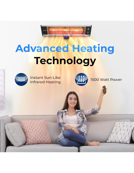 Calentador de Patio Infrarrojo SereneLife 1500W Montado en Pared