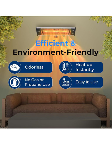 Calentador de Patio Infrarrojo SereneLife 1500W Montado en Pared