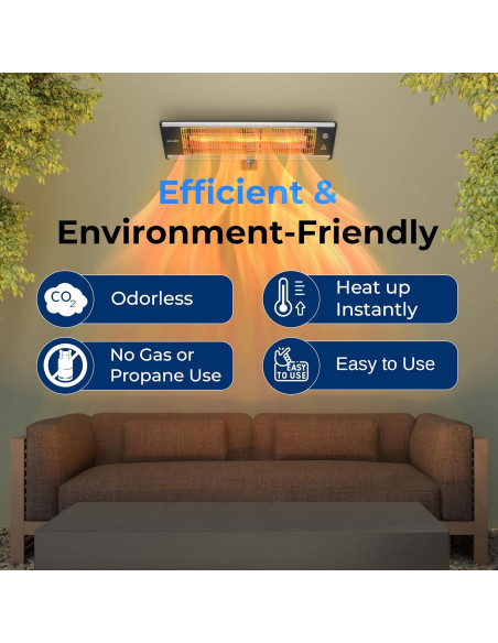 Calentador de Patio Infrarrojo SereneLife 1500W Montado en Pared