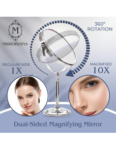 Espejo de Maquillaje Doble Lado 10X y 1X Mirrorvana 38x20cm 2