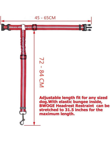 Cinturón de Seguridad para Perros Hillinkit Ajustable 60-73cm
