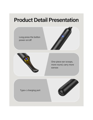 Limpiador de Oídos Bebird con Cámara 1080P y 8 Cucharas de Silicona