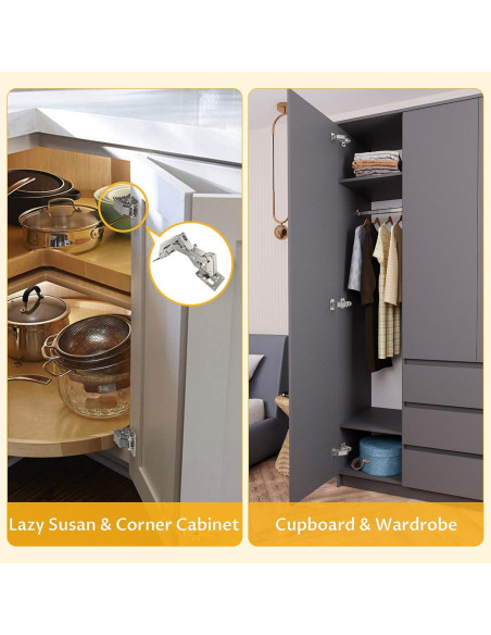 Paquete de 4 bisagras de gabinete Chibery 170 cierre suave