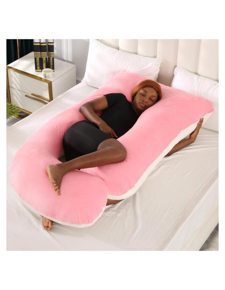 Almohada de Cuerpo Completo Bewiqoa para Embarazo Rosa 174.6 cm