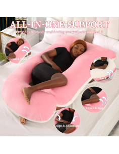 Almohada de Cuerpo Completo Bewiqoa para Embarazo Rosa 174.6 cm 2