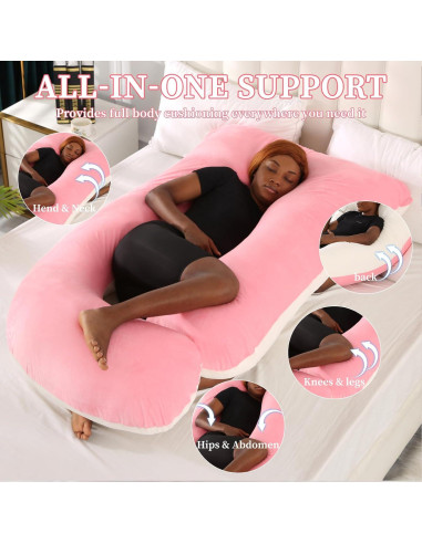 Almohada de Cuerpo Completo Bewiqoa para Embarazo Rosa 174.6 cm
