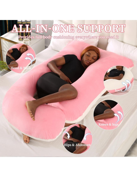 Almohada de Cuerpo Completo Bewiqoa para Embarazo Rosa 174.6 cm