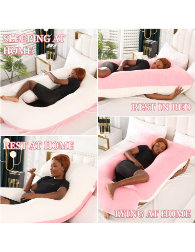 Almohada de Cuerpo Completo Bewiqoa para Embarazo Rosa 174.6 cm