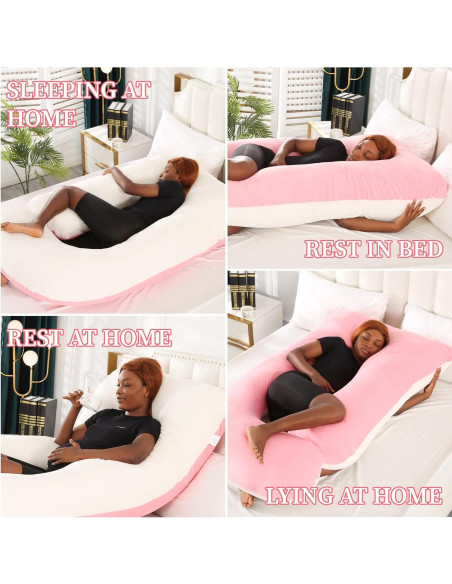 Almohada de Cuerpo Completo Bewiqoa para Embarazo Rosa 174.6 cm