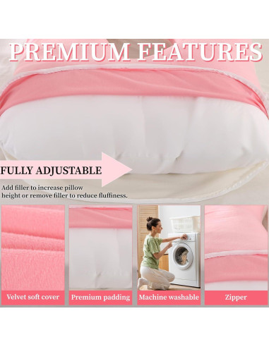 Almohada de Cuerpo Completo Bewiqoa para Embarazo Rosa 174.6 cm