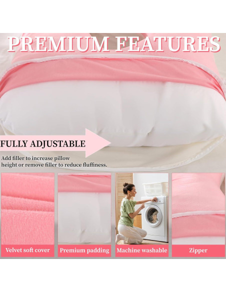 Almohada de Cuerpo Completo Bewiqoa para Embarazo Rosa 174.6 cm