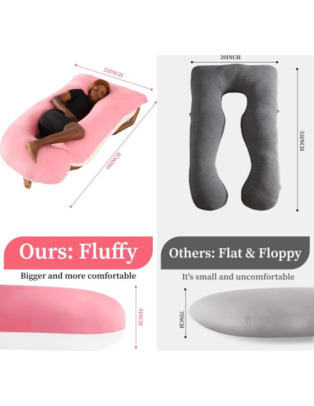 Almohada de Cuerpo Completo Bewiqoa para Embarazo Rosa 174.6 cm