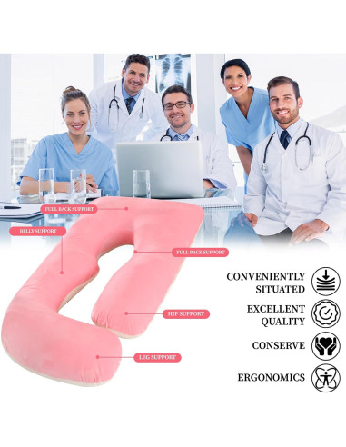 Almohada de Cuerpo Completo Bewiqoa para Embarazo Rosa 174.6 cm