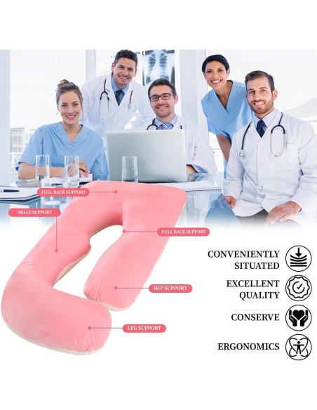 Almohada de Cuerpo Completo Bewiqoa para Embarazo Rosa 174.6 cm
