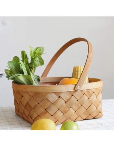 Cesta de Madera Tejida a Mano SEWACC - Pequeña 24x18x11 cm