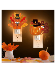 Paquete de 2 luces nocturnas LED de pavo - Decoración Acción de Gracias