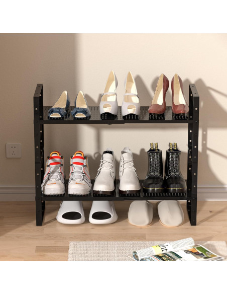 Estante de Zapatos Ipotive Expandible y Apilable Negro Grande
