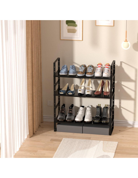 Estante de Zapatos Ipotive Expandible y Apilable Negro Grande