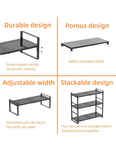 Estante de Zapatos Ipotive Expandible y Apilable Negro Grande