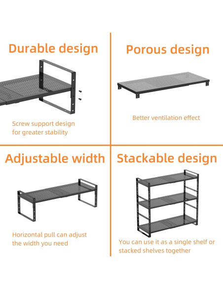 Estante de Zapatos Ipotive Expandible y Apilable Negro Grande