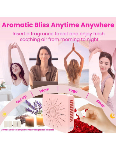 Purificador de Aire Mini Portátil HEPA USB-C Rosa Claro