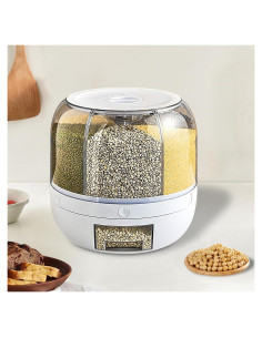 Dispensador de Granos QQDETRR 6 Compartimentos 6kg Hermético